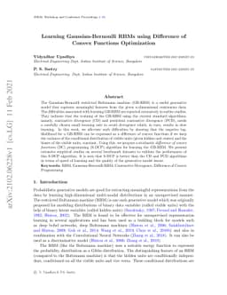 Learning Gaussian-Bernoulli RBMs using Difference of Convex Functions
  Optimization