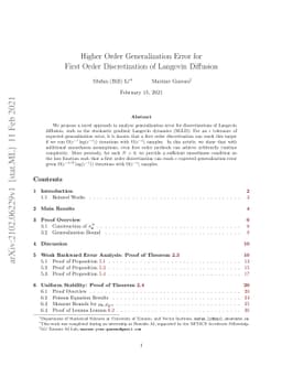 Higher Order Generalization Error for First Order Discretization of
  Langevin Diffusion
