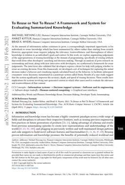 To Reuse or Not To Reuse? A Framework and System for Evaluating
  Summarized Knowledge