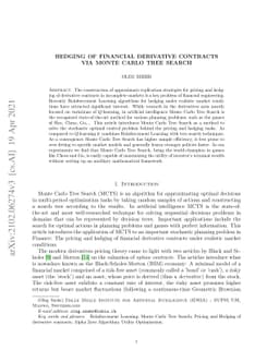 Hedging of Financial Derivative Contracts via Monte Carlo Tree Search