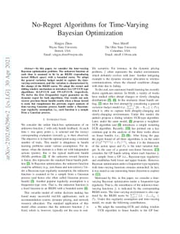 No-Regret Algorithms for Time-Varying Bayesian Optimization
