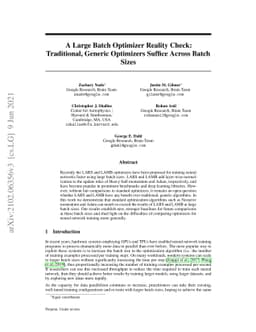 A Large Batch Optimizer Reality Check: Traditional, Generic Optimizers
  Suffice Across Batch Sizes