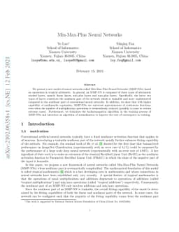 Min-Max-Plus Neural Networks