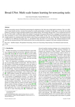 Broad-UNet: Multi-scale feature learning for nowcasting tasks