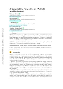 A Computability Perspective on (Verified) Machine Learning
