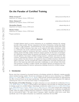 On the Paradox of Certified Training