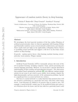 Appearance of Random Matrix Theory in Deep Learning