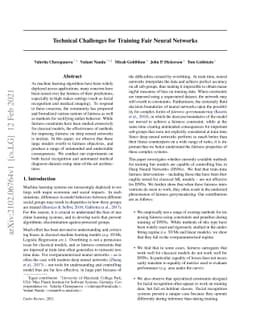 Technical Challenges for Training Fair Neural Networks