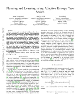 Planning and Learning Using Adaptive Entropy Tree Search