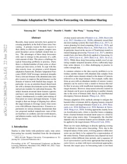 Domain Adaptation for Time Series Forecasting via Attention Sharing