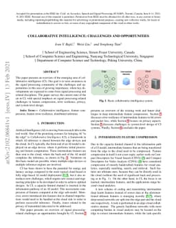 Collaborative Intelligence: Challenges and Opportunities