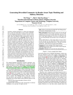Generating Diversified Comments via Reader-Aware Topic Modeling and
  Saliency Detection