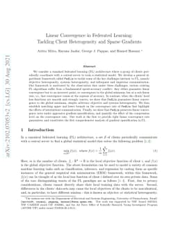 Linear Convergence in Federated Learning: Tackling Client Heterogeneity
  and Sparse Gradients