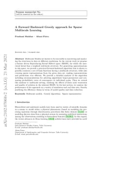A Forward Backward Greedy approach for Sparse Multiscale Learning