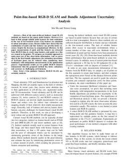Point-line-based RGB-D SLAM and Bundle Adjustment Uncertainty Analysis