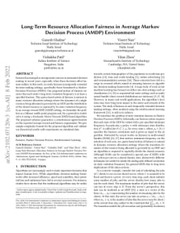 Long-Term Resource Allocation Fairness in Average Markov Decision
  Process (AMDP) Environment