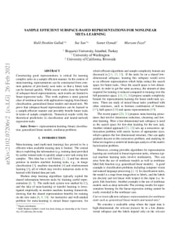 Sample Efficient Subspace-based Representations for Nonlinear
  Meta-Learning