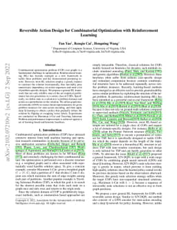 Reversible Action Design for Combinatorial Optimization with
  Reinforcement Learning