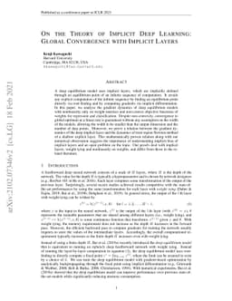 On the Theory of Implicit Deep Learning: Global Convergence with
  Implicit Layers