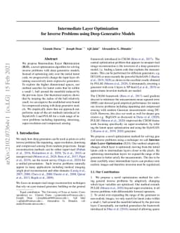 Intermediate Layer Optimization for Inverse Problems using Deep
  Generative Models