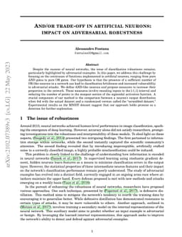 And/or trade-off in artificial neurons: impact on adversarial robustness