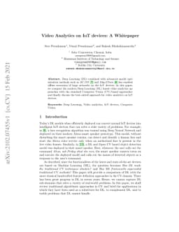 Video Analytics on IoT devices