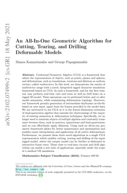 An All-In-One Geometric Algorithm for Cutting, Tearing, and Drilling
  Deformable Models