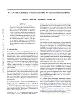 WGAN with an Infinitely Wide Generator Has No Spurious Stationary Points