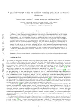 A proof of concept study for machine learning application to stenosis
  detection