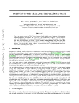 Overview of the TREC 2020 deep learning track