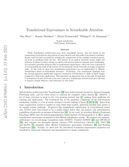 Translational Equivariance in Kernelizable Attention