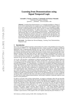 Learning from Demonstrations using Signal Temporal Logic