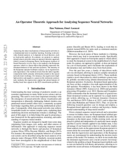 An Operator Theoretic Approach for Analyzing Sequence Neural Networks