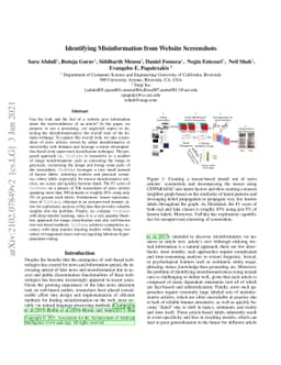 Identifying Misinformation from Website Screenshots