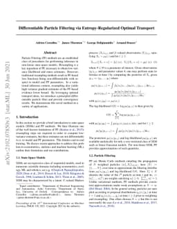 Differentiable Particle Filtering via Entropy-Regularized Optimal
  Transport