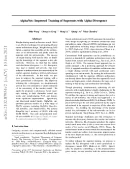 AlphaNet: Improved Training of Supernets with Alpha-Divergence