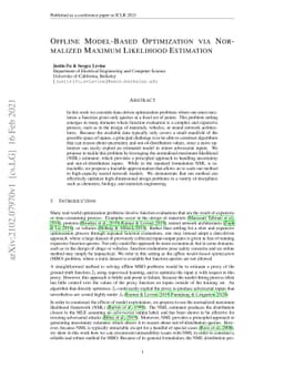 Offline Model-Based Optimization via Normalized Maximum Likelihood
  Estimation