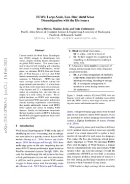 FEWS: Large-Scale, Low-Shot Word Sense Disambiguation with the
  Dictionary