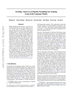 TeraPipe: Token-Level Pipeline Parallelism for Training Large-Scale
  Language Models