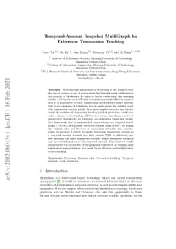 Temporal-Amount Snapshot MultiGraph for Ethereum Transaction Tracking