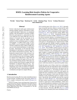 RMIX: Learning Risk-Sensitive Policies for Cooperative Reinforcement
  Learning Agents