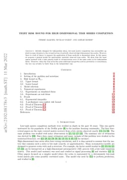 Tight Risk Bound for High Dimensional Time Series Completion