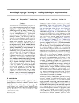 Revisiting Language Encoding in Learning Multilingual Representations