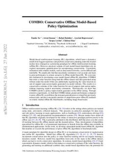 COMBO: Conservative Offline Model-Based Policy Optimization