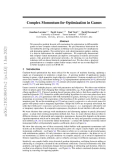 Complex Momentum for Optimization in Games