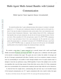 Multi-Agent Multi-Armed Bandits with Limited Communication