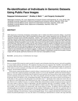 Re-identification of Individuals in Genomic Datasets Using Public Face
  Images