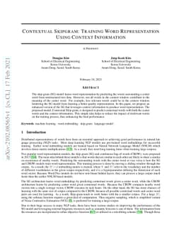 Contextual Skipgram: Training Word Representation Using Context
  Information