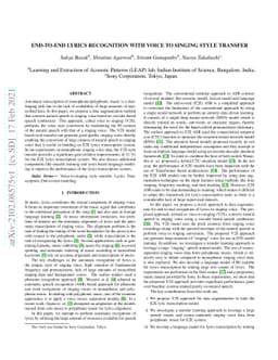 End-to-end lyrics Recognition with Voice to Singing Style Transfer