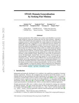 SWAD: Domain Generalization by Seeking Flat Minima